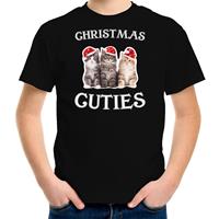Bellatio Kitten Kerst t-shirt / outfit Christmas cuties zwart voor kinderen