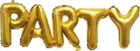 Procos Folienballon  Party Gold 1 Folienballon Schriftzug PARTY mit 1 Papierhalm zum Aufblasen gold