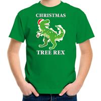 Bellatio Christmas tree rex Kerstshirt / outfit groen voor kinderen