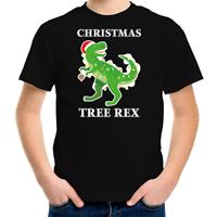Bellatio Christmas tree rex Kerstshirt / outfit zwart voor kinderen