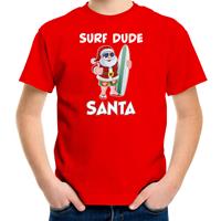 Bellatio Surf dude Santa fun Kerstshirt / outfit rood voor kinderen