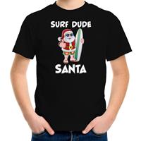 Bellatio Surf dude Santa fun Kerstshirt / outfit zwart voor kinderen