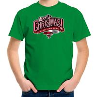 Bellatio Merry Christmas Kerstshirt / Kerst t-shirt groen voor kinderen