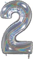 Yomonda Folienballon Zahl 2 silber holographisch 26 inch