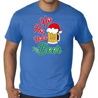 Bellatio Grote maten Ho ho hold my beer fout Kerstshirt / outfit blauw voor heren