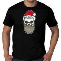 Bellatio Grote maten Bad Santa fout Kerstshirt / outfit zwart voor heren