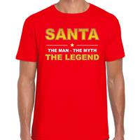 Bellatio Santa t-shirt / the man / the myth / the legend rood voor heren