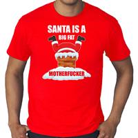 Bellatio Grote maten fout Kerstshirt / outfit Santa is a big fat motherfucker rood voor heren