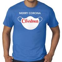 Bellatio Grote maten Merry corona Christmas fout Kerstshirt / outfit blauw voor heren