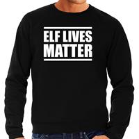Bellatio Elf lives matter Kerst sweater / Kerst outfit zwart voor heren