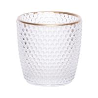 Cosy & Trendy Ronde theelichthouders/waxinelichthouders bubbel glas transparant 7,5 cm -