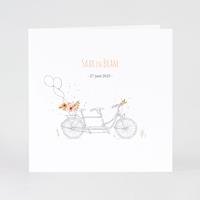 tadaaz Leuke trouwkaart tandem fiets en trouwboeket