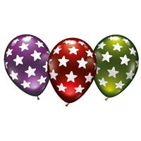24x stuks luxe Metallic ballonnen met sterren 30 cm -