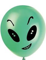 PARTYSTROLCHE 8 Luftballons Alien, 25 cm grün