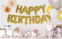 Rico Design Folienballon Set Happy Birthday, Gold