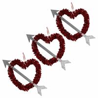 Gerim Voordeelset 10x Rood Valentijn/bruiloft hangdecoratie hart met pijl 45 cm -