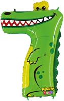 Karaloon Ballon Zahl 7 Krokodil grün