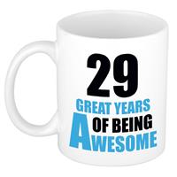 29 great years of being awesome cadeau mok / beker wit en blauw -
