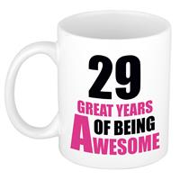 29 great years of being awesome cadeau mok / beker wit en roze -