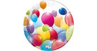 Procos Pappteller Flying Balloons - kompostierbar 23cm, 8 Stück bunt