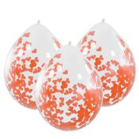 20x stuks transparante party ballon rode hartjes confetti 30 cm -