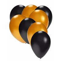 Bellatio 60x stuks party ballonnen zwart en goud 27 cm -