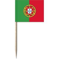 100x Cocktailprikkers Portugal 8 cm vlaggetje landen decoratie -