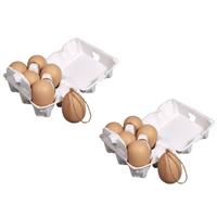 18x stuks plastic bruine paas eieren met hangers 6 cm -