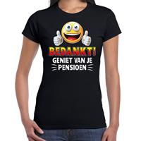 Bellatio Funny emoticon t-shirt bedankt geniet van je pensioen zwart dame -