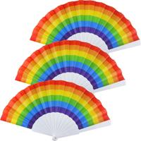 4x Spaanse hand waaiers regenboog/rainbow/pride vlag 14 x 23 cm -