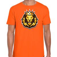 Bellatio Leeuwenkop met kroon koningsdag / EK / WK t-shirt oranje voor heren