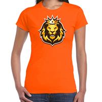 Bellatio Leeuwenkop met kroon koningsdag/ EK/ WK t-shirt oranje voor dames