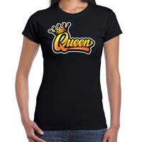 Bellatio Zwart koningsdag Queen t-shirt voor dames