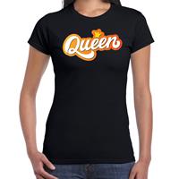 Bellatio Queen koningsdag t-shirt zwart voor dames