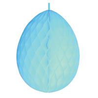 Hangdecoratie honeycomb paasei pastel blauw van papier 30 cm -