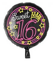 Paper Dreams folieballon Sweet 16 rond 46 cm zwart/roze