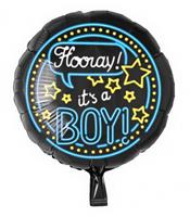 folieballon Hooray! It's a boy! 46 cm zwart/blauw