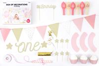Decoratie feest box roze baby meisje 1 jaar | Nu 31% korting