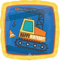 Anagram folieballon Construction Happy Birthday 45 cm blauw/geel