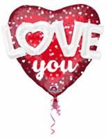 Anagram folieballon Love You 91 cm rood/wit