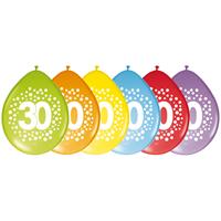 Folat 24x stuks verjaardag leeftijd ballonnen 30 jaar thema 29 cm -