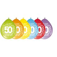 Folat 24x stuks verjaardag leeftijd ballonnen 50 jaar thema 29 cm -