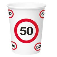 Folat 24x stuks drinkbekers van papier in 50 jaar verjaardag thema 350 ml -