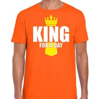 Bellatio Koningsdag t-shirt King for a day met kroontje oranje voor heren
