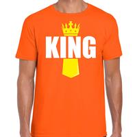 Bellatio Koningsdag t-shirt King met kroontje oranje voor heren