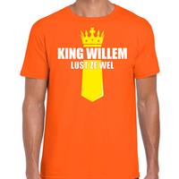 Bellatio Koningsdag t-shirt King Willem lust ze wel met kroontje oranje voor heren