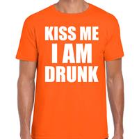 Bellatio Koningsdag t-shirt kiss me I am drunk oranje voor heren