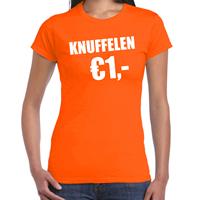 Bellatio Koningsdag t-shirt knuffelen 1 euro oranje voor dames