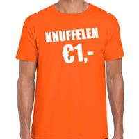 Bellatio Koningsdag t-shirt knuffelen 1 euro oranje voor heren