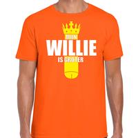 Bellatio Koningsdag t-shirt mijn Willie is groter met kroontje oranje voor heren